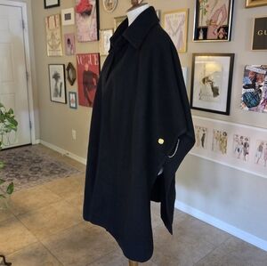 Modena Black Cape Collared‎ with Gold Button Detail NEW